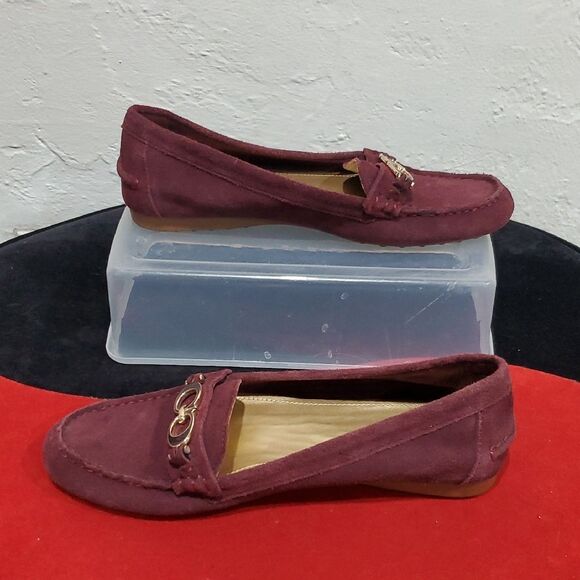 Coach Fortunata Suede Loafers in Burgundy Size 7.5 - Picture 2 of 12